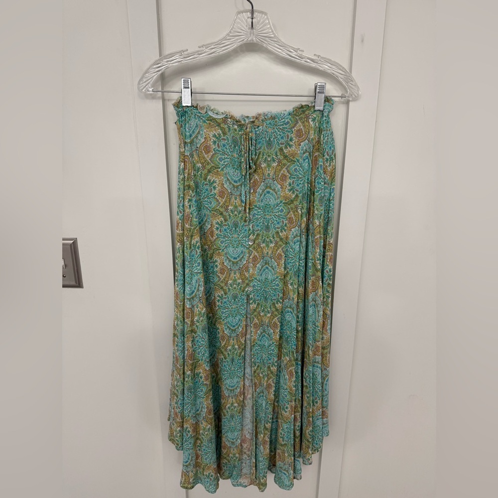 O'Neill Teal and Tan Paisley Maxi Skirt